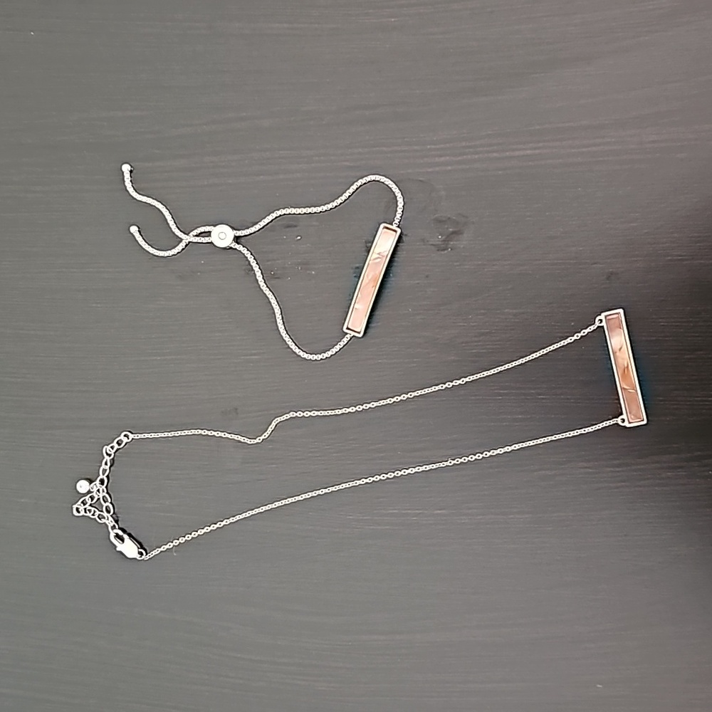 Bar bracelet and necklace goldtone